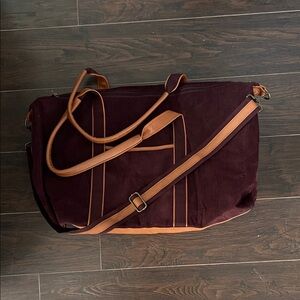 Stylish Burgundy and Tan travel Bag